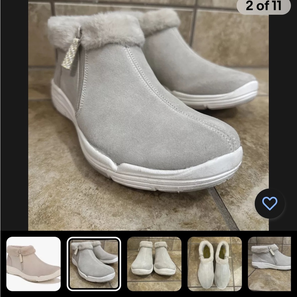 Ryka Womens Anchorage Mid Suede Ankle Booties Side zip beige size 7.5  ws-10